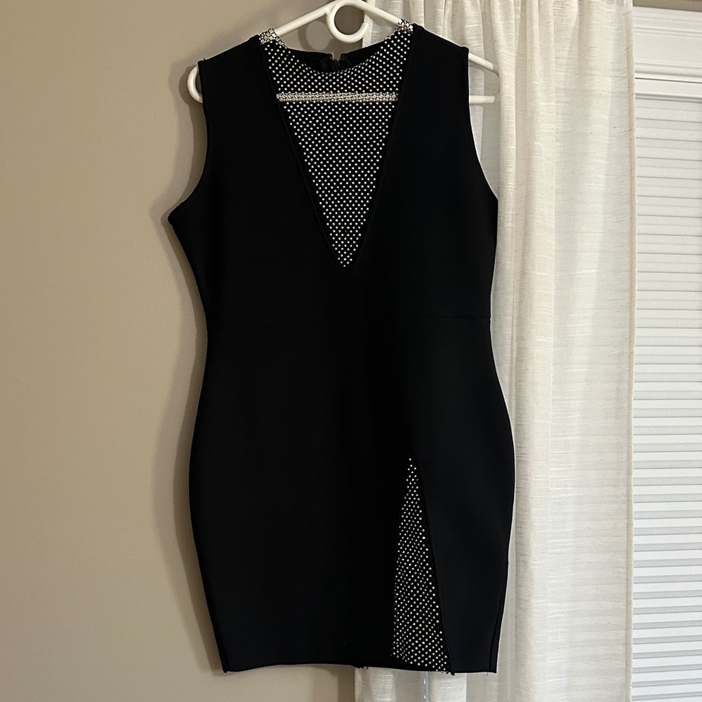 Elegant Black and Rhinestone Bandage Dress